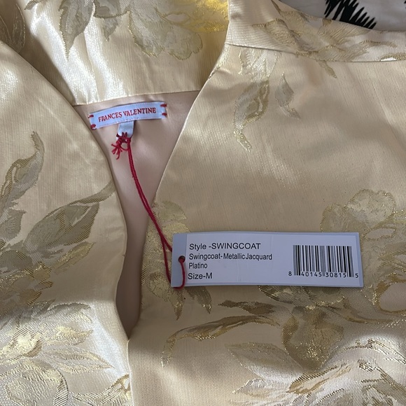 France’s Valentine short Metallic Jacquard swing coat plating , size M; new - Picture 10 of 10